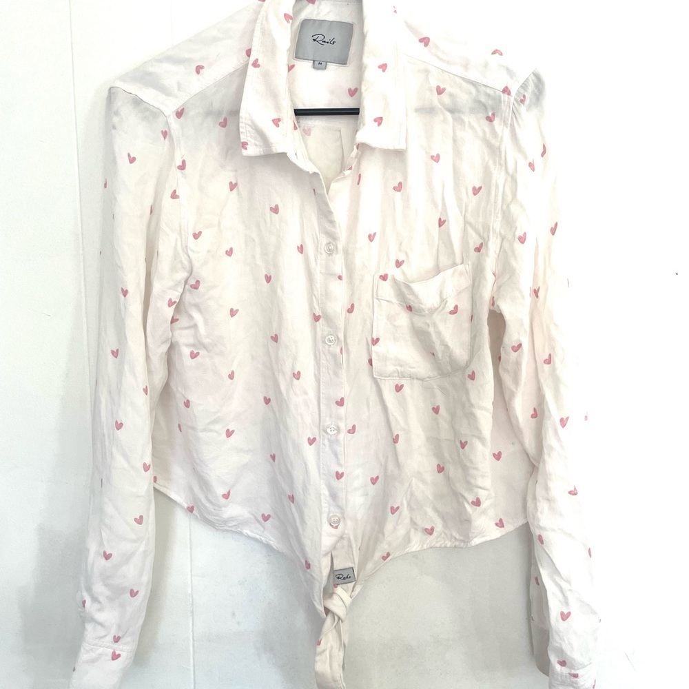 Rails Scribble Heart Button Down Shirt Size Small - image 1